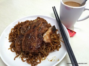 Noodle with Singapore Dark Soya Sauce with Barbecued Pork Neck Meat (HK$35); Singapore and Malaysia Canteen